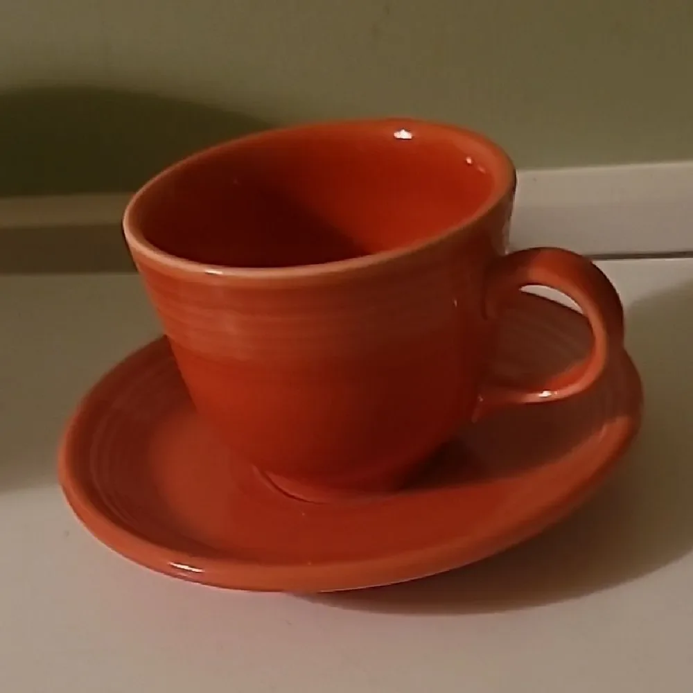 Fiestaware Orange Cup and Saucer Set